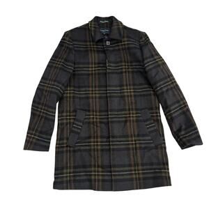 Paisley & Gray Plaid Topcoat Mens L Slim Fit Peacock Lining